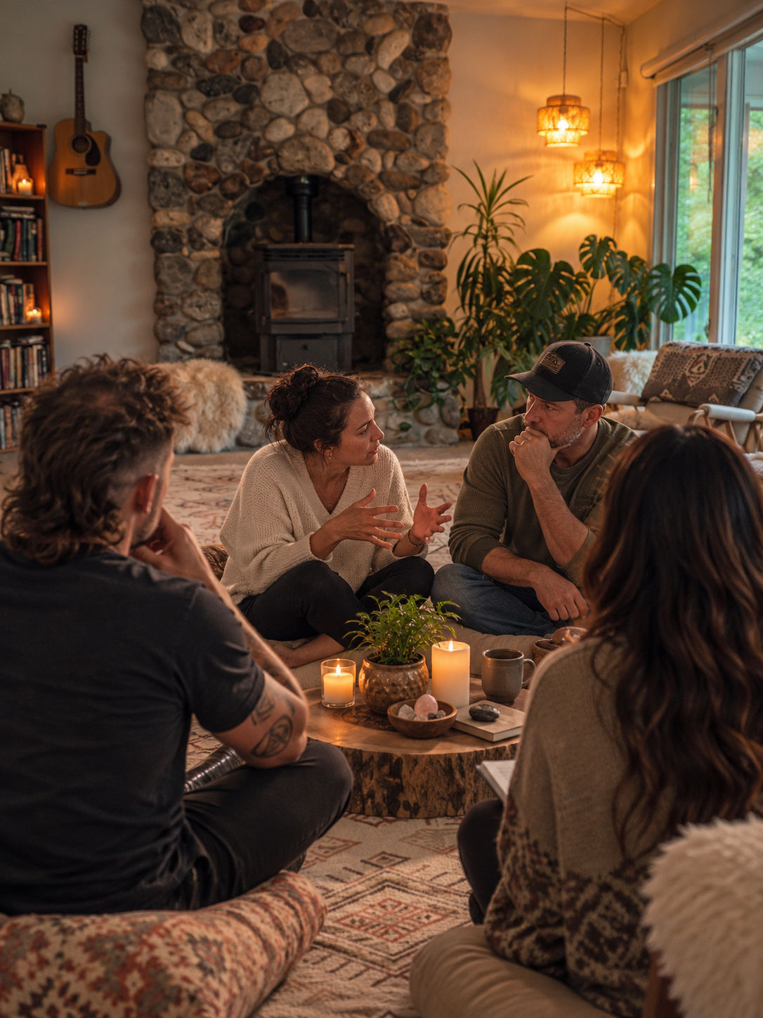 candlelit couple’s living room conversation